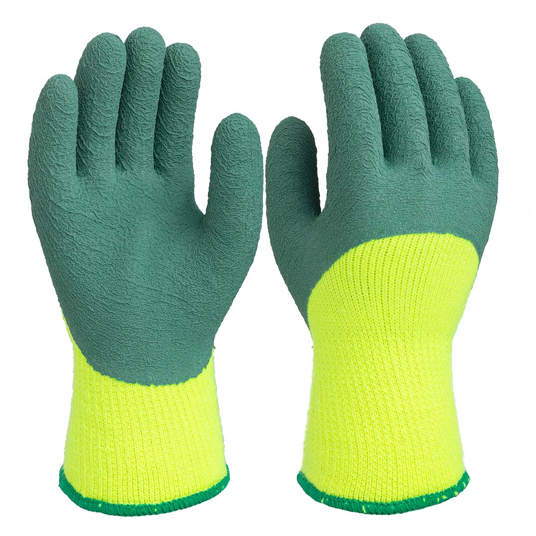 7G latex foam gloves | Half coated gloves | 7G Yellow-green latex foam gloves