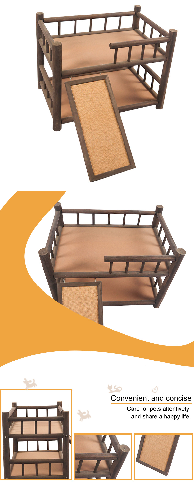 double deck solid wood cat bed pet supplies