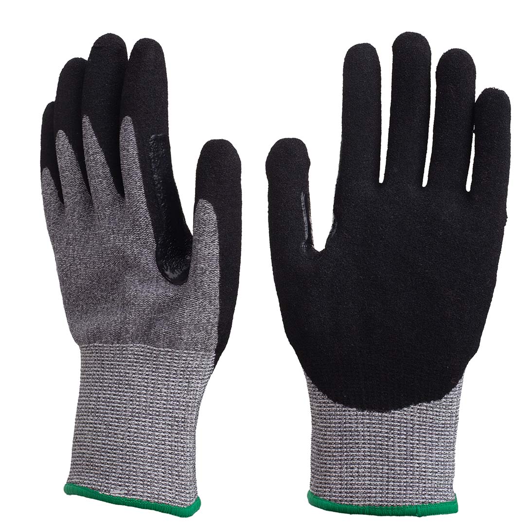 13G A4 cut resistant glove sandy nitrile palm coated, reinforced thumb saddle