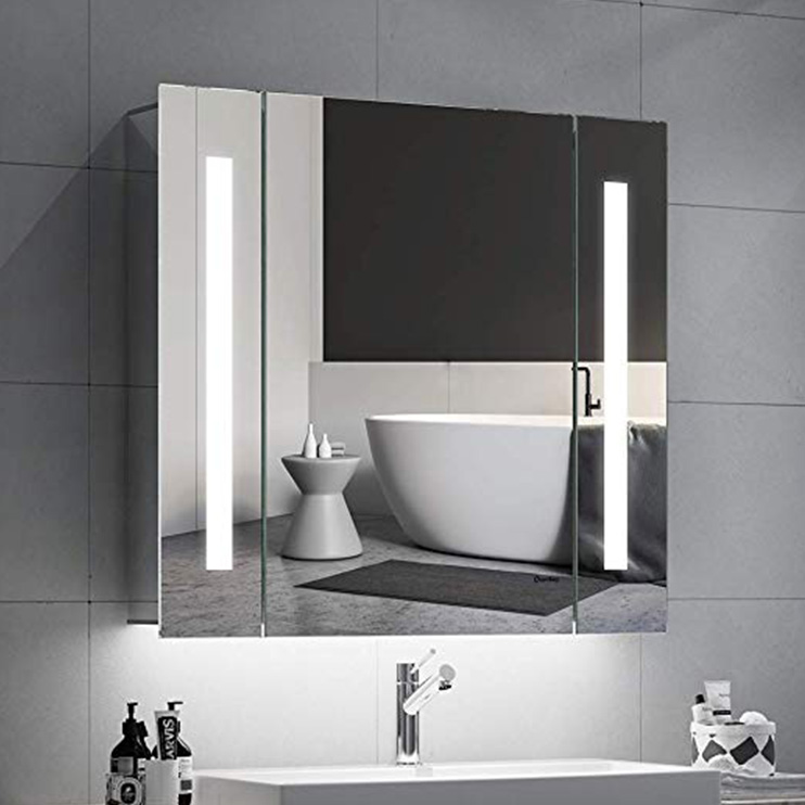 Bathroom Matte Black Framed Mirror With Big Round Corner