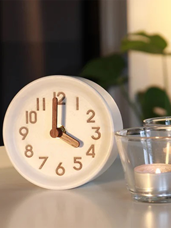 Wooden desk and desk analog clock - battery powered and silent - lovely decorative clock,