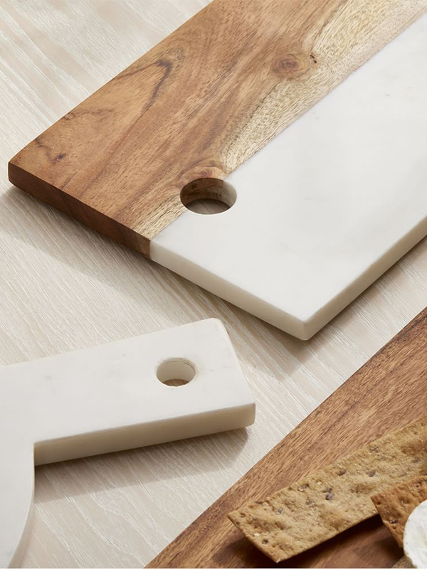 Marble and wood deli boards
