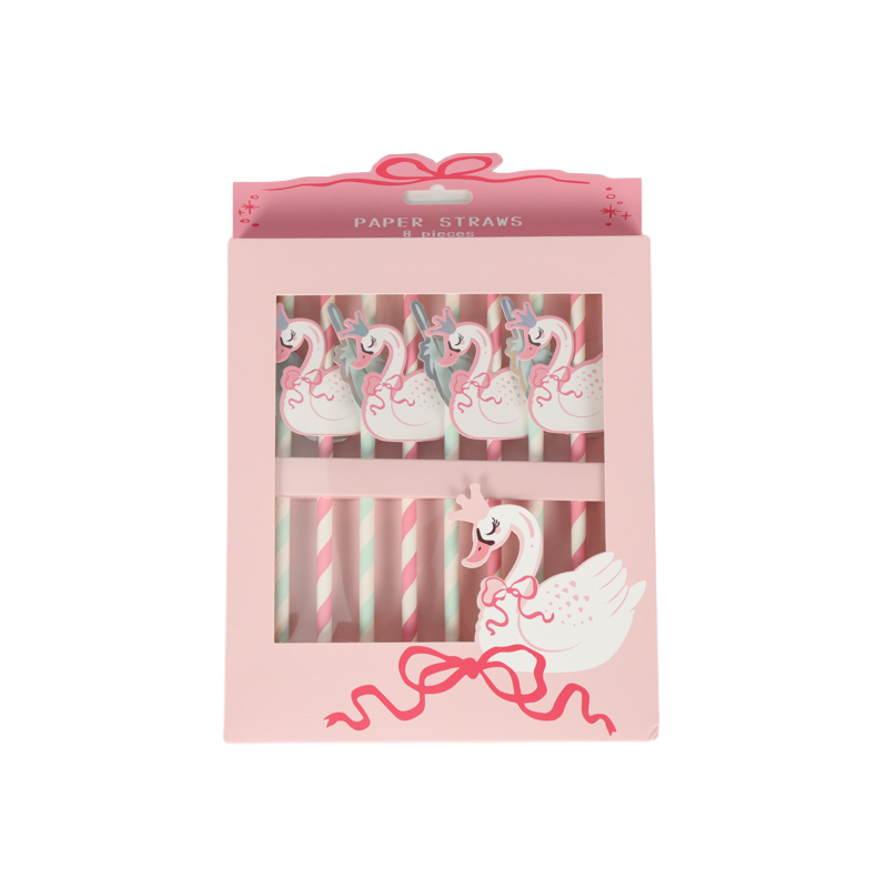 Pink Swan Paper Straws