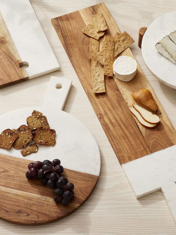 Marble and wood deli boards
