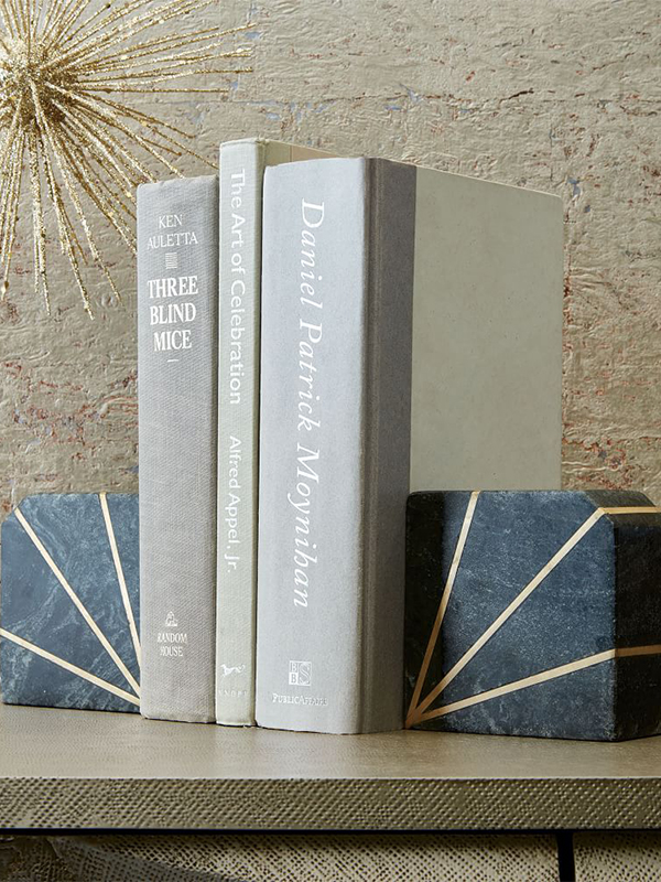 Deco gray marble bookends