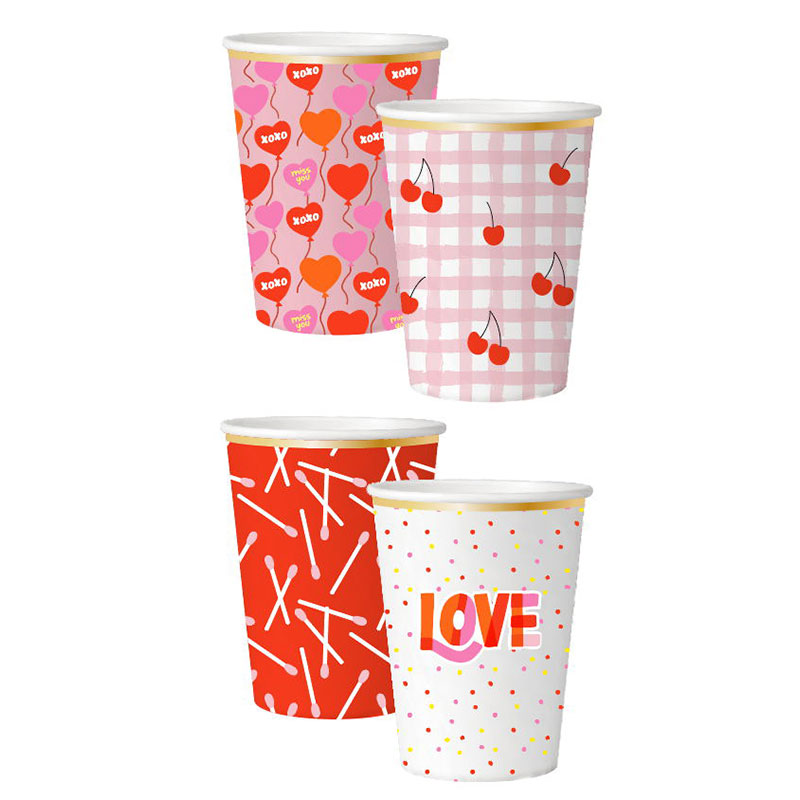 valentine's day cherry alphabet paper cup VD200005