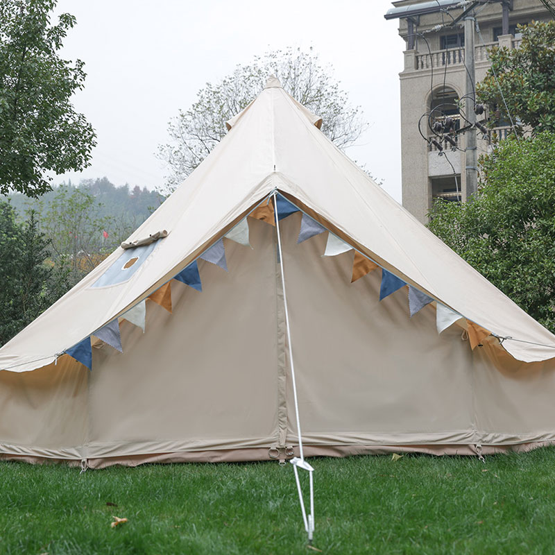 4m bell tent with chimney glam camp