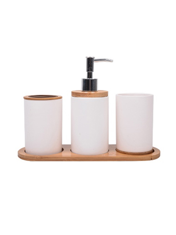 4-Piece complete bath accessory sets includes soap dispenser toothbrush holder