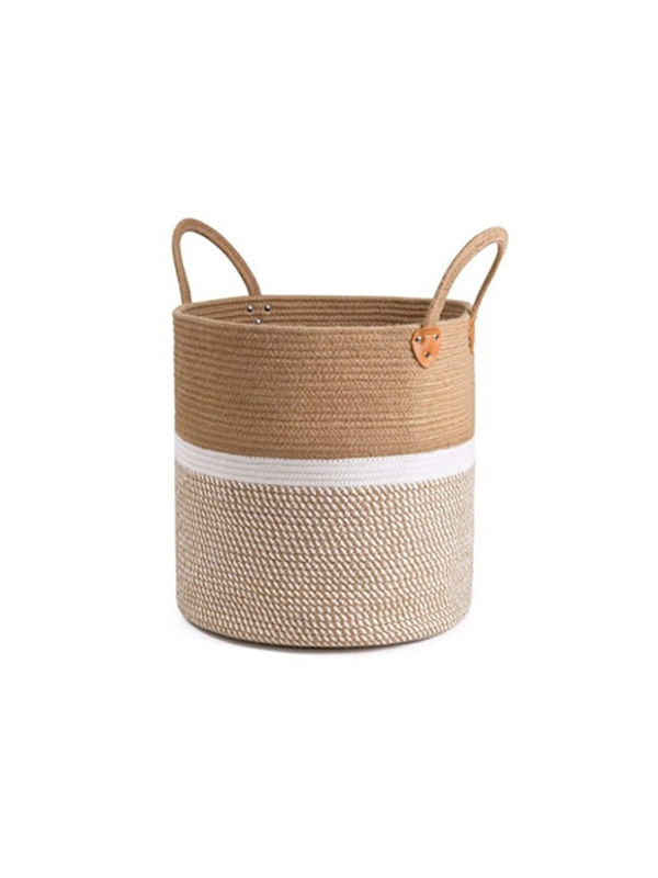 Eco-friendly jute basket with handle clothing organizer folding storage basket