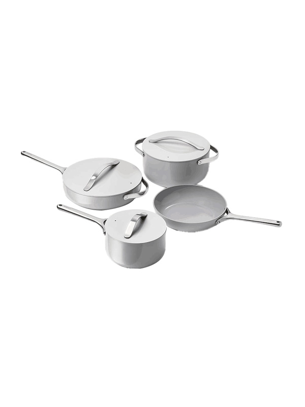 Ceramic nonstick 9-piece cookware and storage set - grey