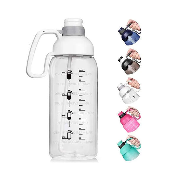 Motivational time markings workout plastic drinking poly-clear 24oz fitness bottles